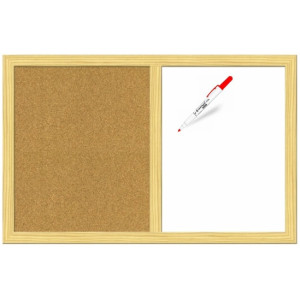 Malá MAGNETICKÁ a korková Kombinovaná nástěnka 60 x 40 cm na fixy i připínáčky bílá popisovatelná nástěnná tabule dvojdílná