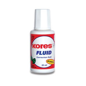 Opravný lak KORES Fluid štěteček 20 ml (korekční bílý se štetečkem na korektury)
