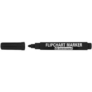 Černý popisovač na papír flipchart marker 2,5mm - 5mm Centropen 8550 8560 kulatý zkosený hrot fix značkovač černá fixa vodní