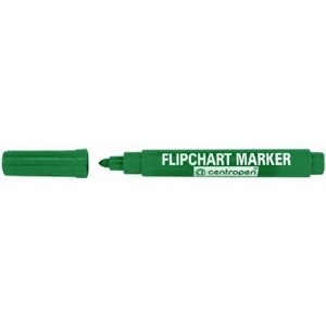 Zelený popisovač na papír flipchart marker 2,5mm - 5mm Centropen 8550 8560 kulatý zkosený hrot fix značkovač zelená fixa vodní
