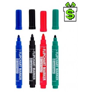 Popisovače na papír flipchart marker 2,5mm - 5mm sada 4ks Centropen 8550 8560 kulatý zkosený hrot barevné fixy vodní značkovače