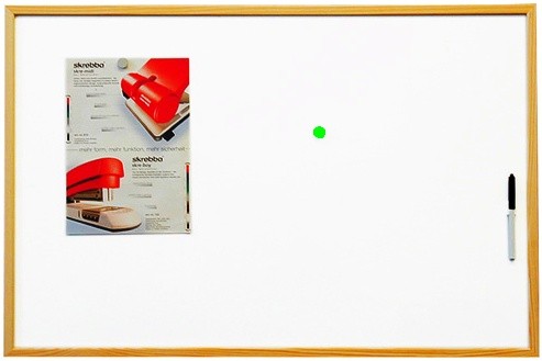Nástěnka MAGNETICKÁ bílá nástěnná tabule Velká 90 x 60 cm PERRO dřevěný rám (Popisovatelná ca 1 m téměř 100 cm)