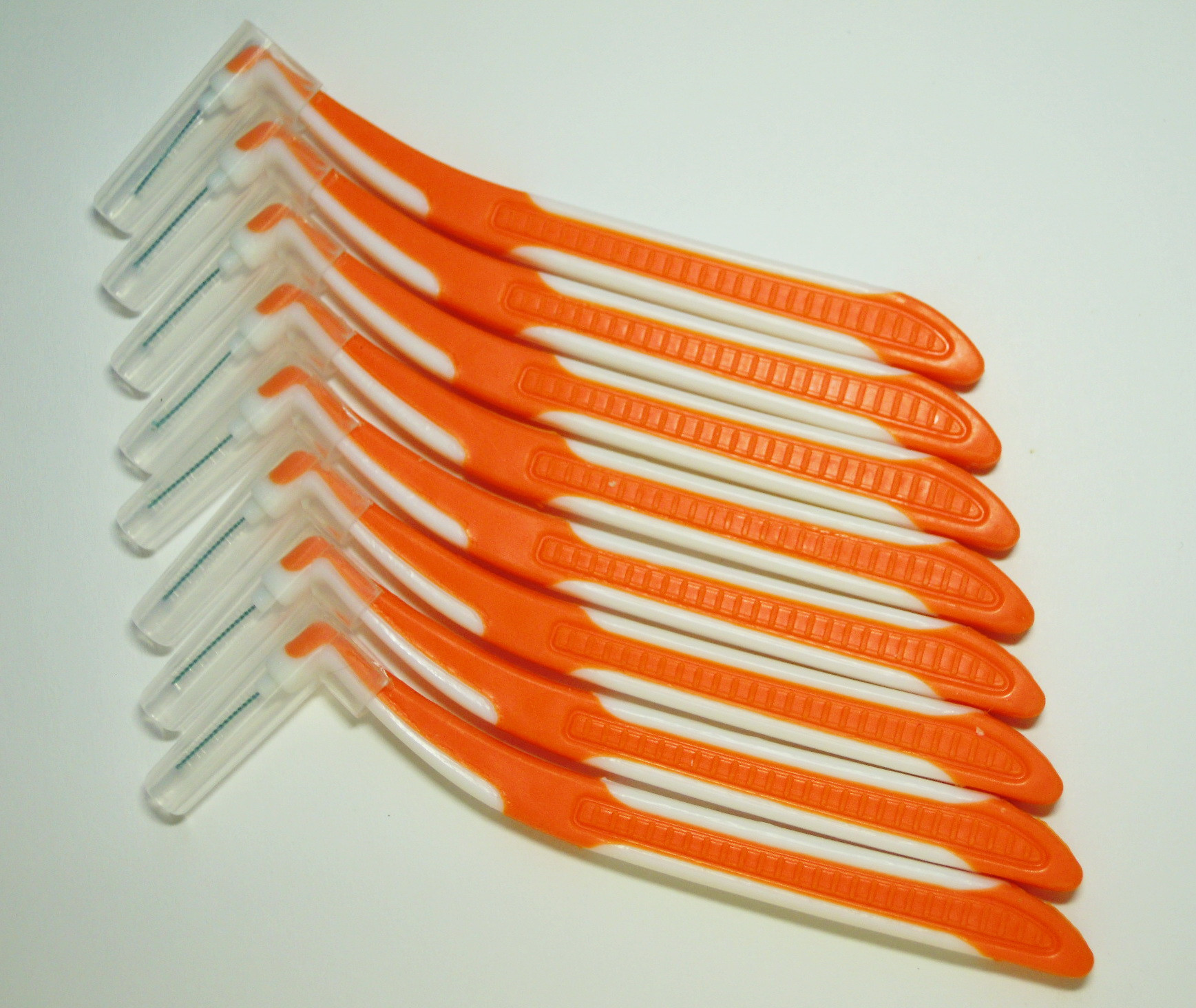 Mezizubní lomené kartáčky ML 0,4 mm zahnuté 8 ks šikmé L Ultra oranžové Kartáček zahnutý mezi zubní šikmý lomený tvar Spokar