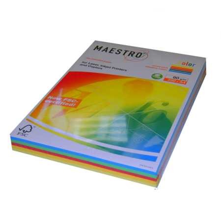 Papír barevný A4 mix intenzivních barev 100 listů papírů 80 g (5 x 20 ks papíry barevné čtvrtky intenzivní barvy xerografické)
