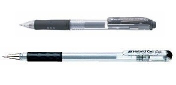 Gelový roller Pentel Hybrid černý 0,6 mm Gelová propiska hybridní černá Gelové pero černé Gelovka roler (0,5 mm)
