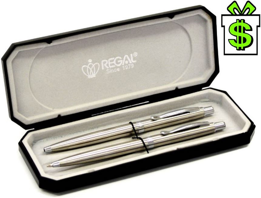 Dárkové luxusní stříbrné kuličkové pero a mikrotužka v krabičce, dárková propiska krabička REGAL Reef Arachne Harmonia Cronos