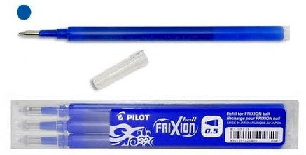 Náhradní inkoust do Frixion modrý 0,5 mm, Cena za 1 náplň modrá, přepisovatelný Pilot Roller Clicker F 0,5mm 2059 2058 2067