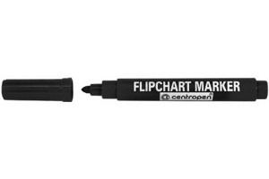 Černý popisovač na papír flipchart marker 2,5mm - 5mm Centropen 8550 8560 kulatý zkosený hrot fix značkovač černá fixa vodní